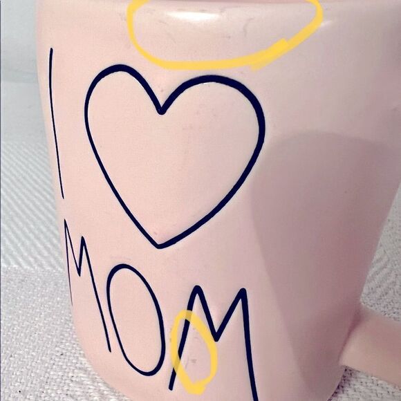 Rae Dunn Mug PINK I LOVE (heart) MOM Ceramic Cup Dishwasher Safe Magenta. - Picture 9 of 9